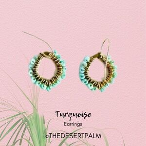 Sleeping Beauty Turquoise Earrings | Gold Filled Beaded Hoops